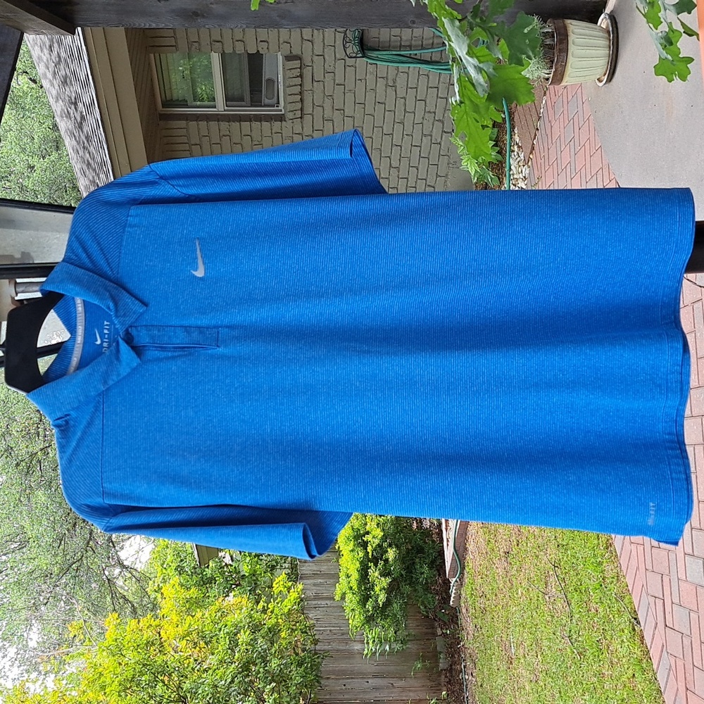 Men's Nike Dr-Fit gold shirt, size XL, blue stripe